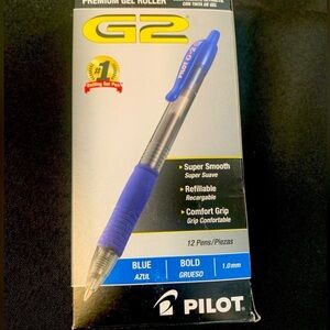 G2 Pilot Blue Gel Pens, 12 in box, bold ink, New in Box